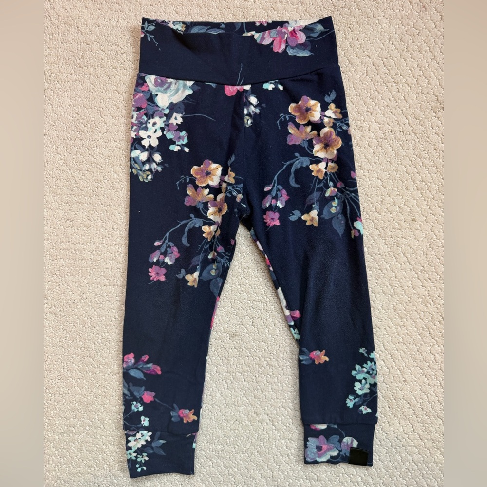 Navy and Pink Floral Toddler Leggings 2T